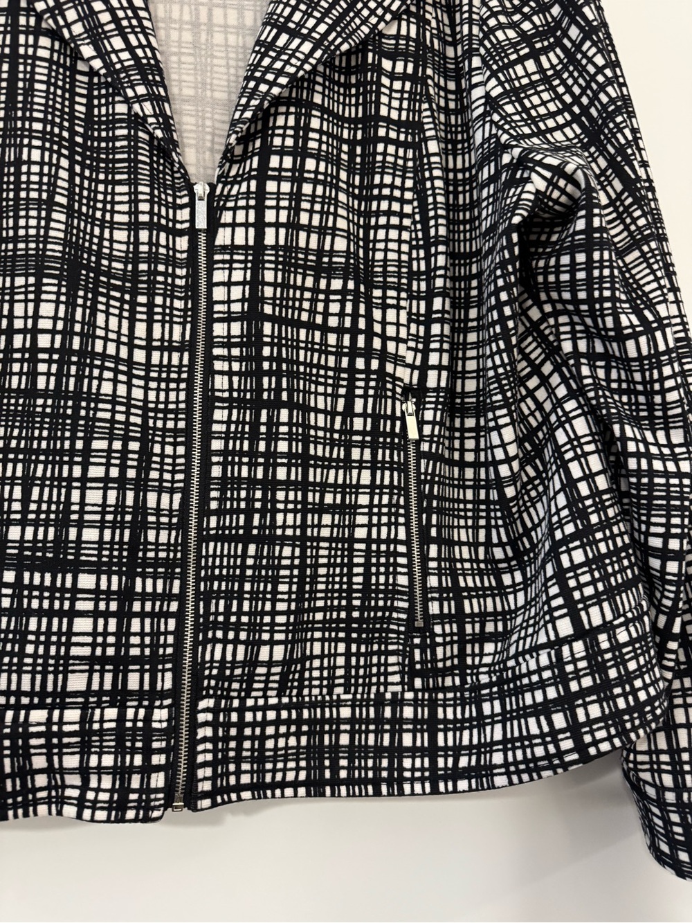 Ruby Rd. Black & White Plaid Zip-Front Jacket size L - Picture 5 of 7